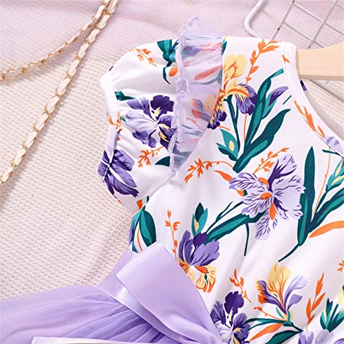 Girls Blue Dress Toddler Floral Summer Dress Vintage Collar Dresses 1 to 8 Years Old s Birthday Easter3