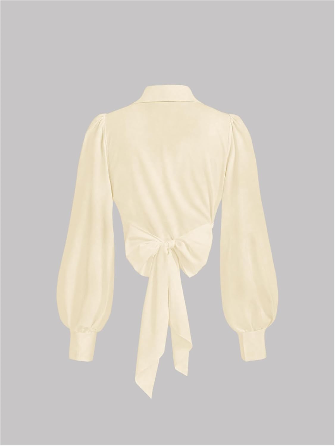 SweatyRocks Women's Button up Collar Cropped Shirt Long Sleeve Self Wrap Crop Top Blouse - Image 3