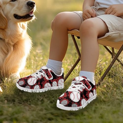 Boys Girls Shoes Kids Tennis Running Athletic School Sneakers for Little/Big Kid Baseball Pattern（White Sole）3