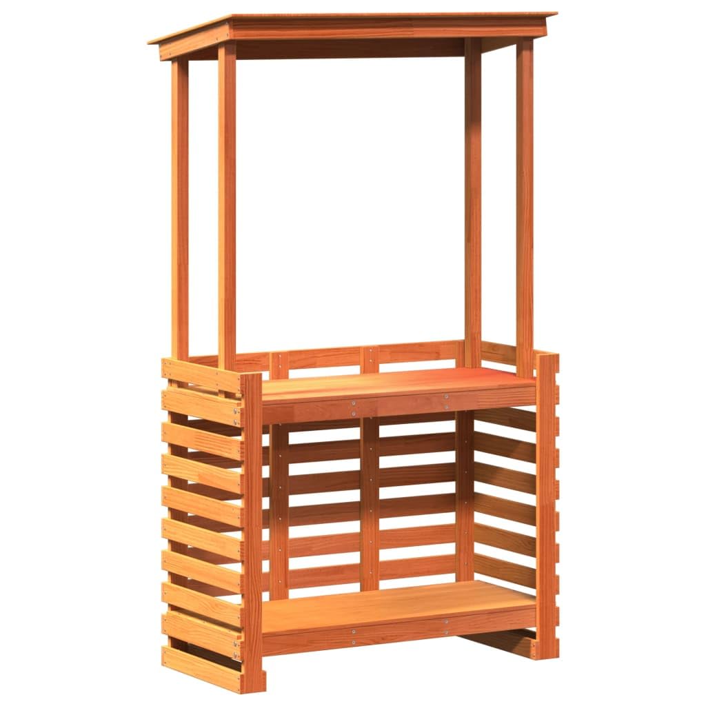 vidaXL Gartenbar, Gartentheke mit Dach Ablage, Bartisch Stehtisch Tresentisch für Garten, Theke Bar Tresen Gartenmöbel, Braun Massivholz Kiefer
