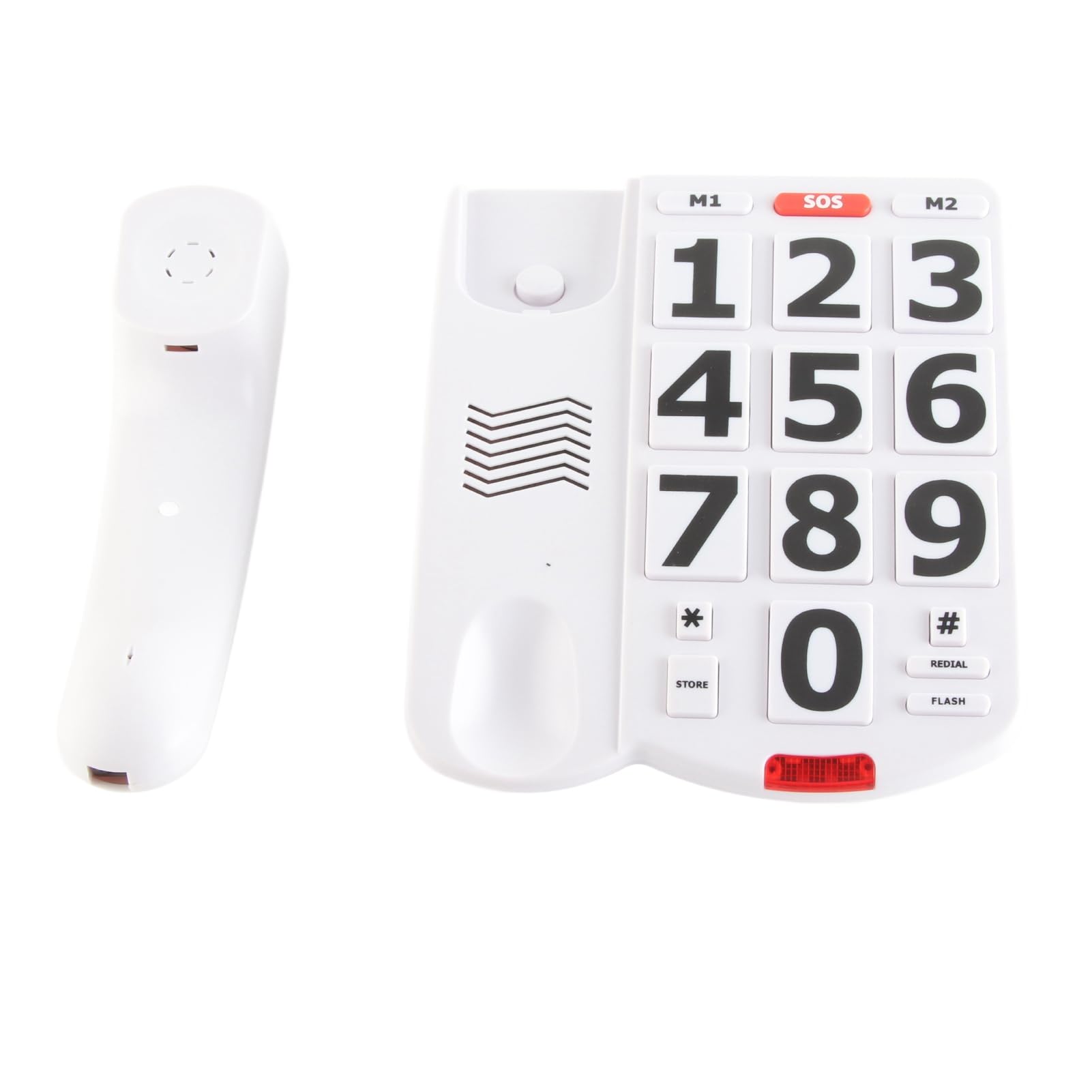 Teléfono fijo para ancianos con botón grande con cable para personas mayores con discapacidad auditiva, indicador LED de volumen amplificado, auricular ajustable, altavoz de tono de llamada, función