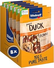 Vitakraft Pure Duck Bonas, snack cane, ossi al calcio con carne d'anatra, snack per l’addestramento del cane (8x 80g)