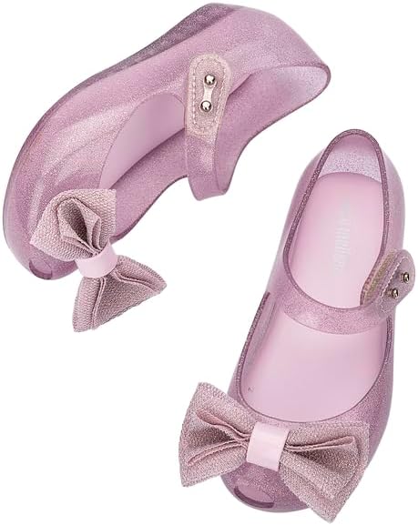 mini melissa Ultragirl Collection Mary Jane Flats for Toddlers and Babies - Comfortable & Cute Peep Toe Jelly Flat Shoes with Transparent Upper and Small Bow for Little Girls