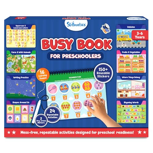 Skillmatics Reusable Sticker Activity Book - Busy Book for Preschoolers, 150+ Reusable Stickers, Educational & Mess-Free Activities, Travel Toy, Gift for Ages 3, 4, 5, 6