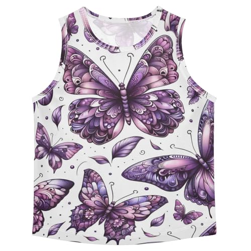 susiyo Purple Color Butterfly Boys Sleeveless Tank Top Girls Athletic T Shirt