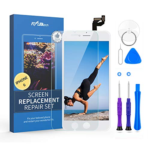 for iPhone 6 Screen Replacement, Flylinktech for iPhone 6 LCD Display Digitizer Touch Screen for iPhone 6 Screen Assembly with Full Repair Tools?4.7 Inch, White?