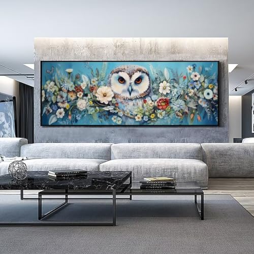 Peinture Diamant 5D Hibou Fleur idée cadeau DIY créatif original