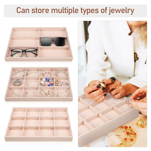 Plateau bijoux velours empilable avec compartiments pour tiroir