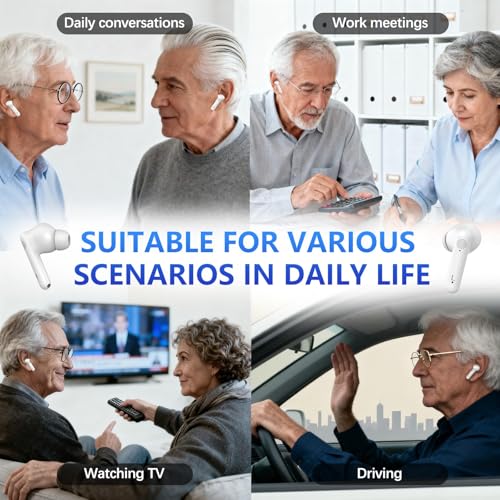 WONDERSKY Hearing Aids for Seniors with Digital Display Charging Case 16-Channel Noise Cancelling Rechargeable Hearing Amplifiers 5 Volume Clear Sound