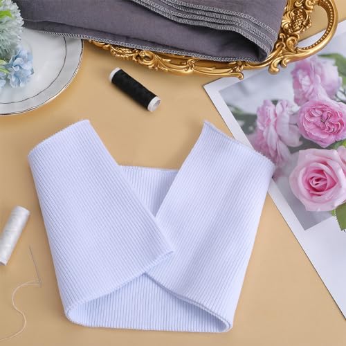 GORGECRAFT Cuffs Ribbing Stretch Knit Waistband Fabric Sewing Supplies Collar NeckBands Hem Trim Handcrafted Fabric Trimming for Sleeve Cuffs Jacket Neckline Edging Garments White 37.4x5.7inch - Image 4