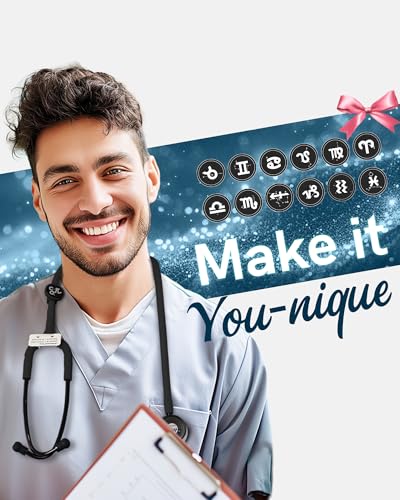 Image of FriCARE Tunable Stethoscope - Dual Head Estetoscopio for Nurses, Doctors | Paramedics, Students, Smooth Black Tube, Matte Silver Grey Finish Chestpiece