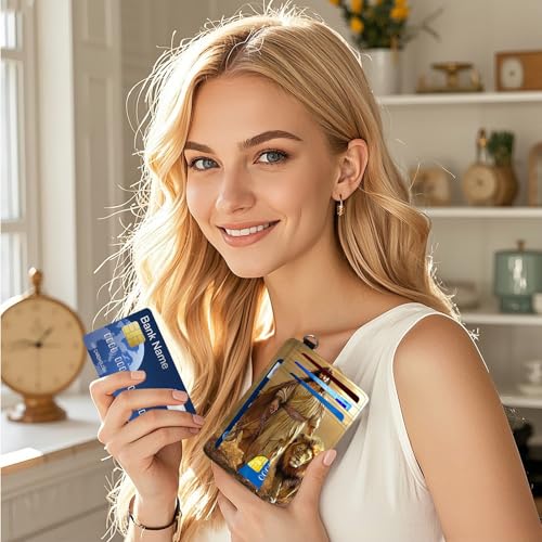 Ultra-Thin Front Pocket Wallet with Wrist Strap, RFID Blocking Security Pockets for Business Card Holder, PU Leather Secure Multi-slot Card Pocket, Lion Of Judah Jesus2