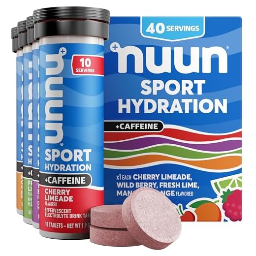 Nuun Sport + Caffeine Electrolyte Tablets for Proactive Hydration, Mixed Flavor Box, 4 Pack (40 Servings)