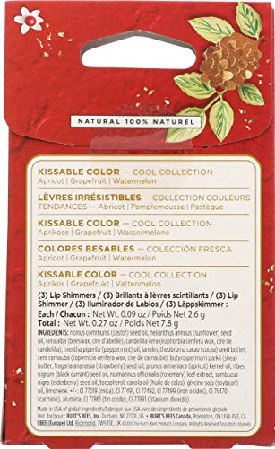 Burt's Bees Kissable Color Holiday Gift Set, 3 Lip Shimmers in Gift Box - Cool Collection in Watermelon, Apricot and Grapefruit (Packaging May Vary) - image 2