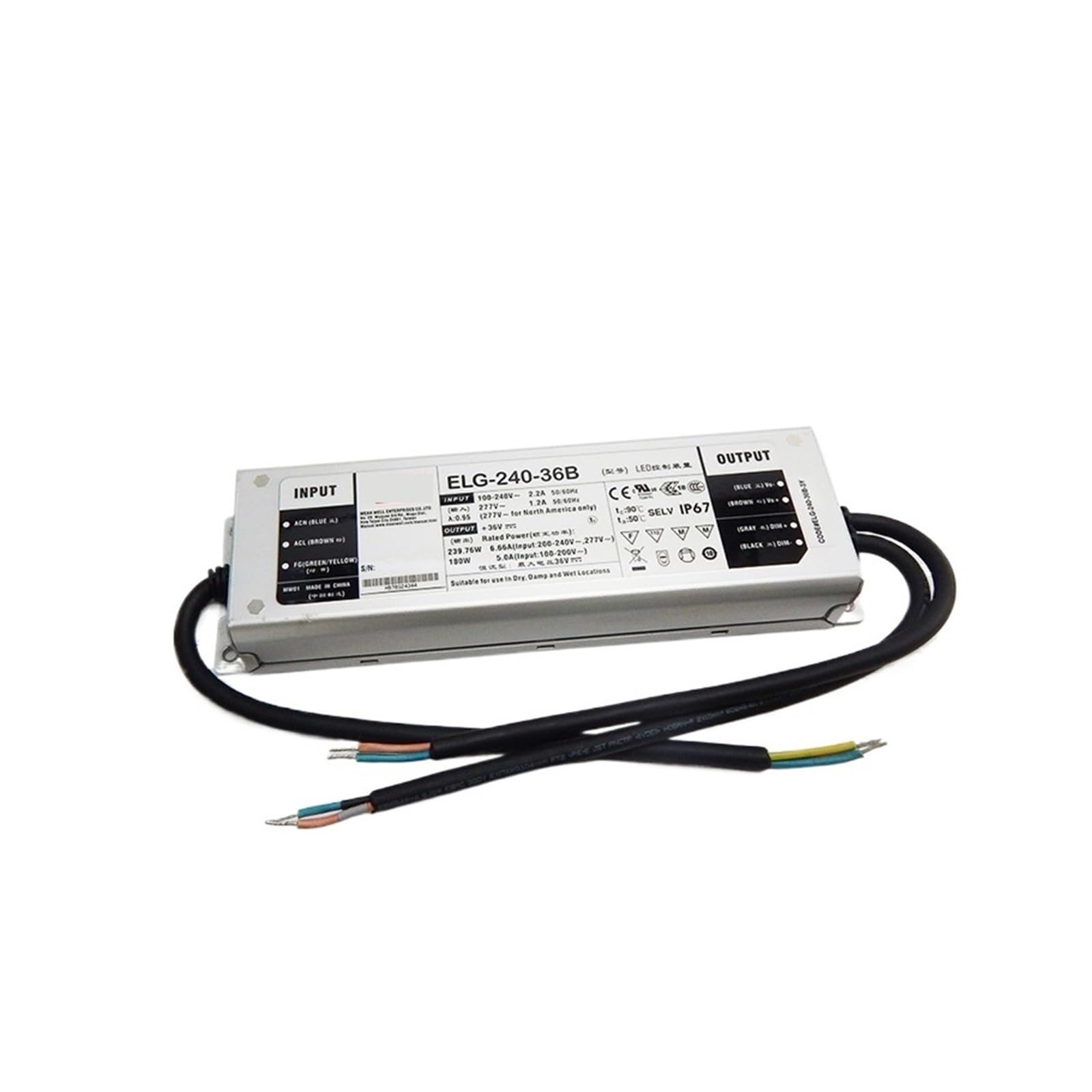 JGNAYRKJQI ELG-240-42AB 240W LED Dimming Power Supply 110V/220VAC to 42VDC 5.71A Waterproof IP65 Adjustable led Driver