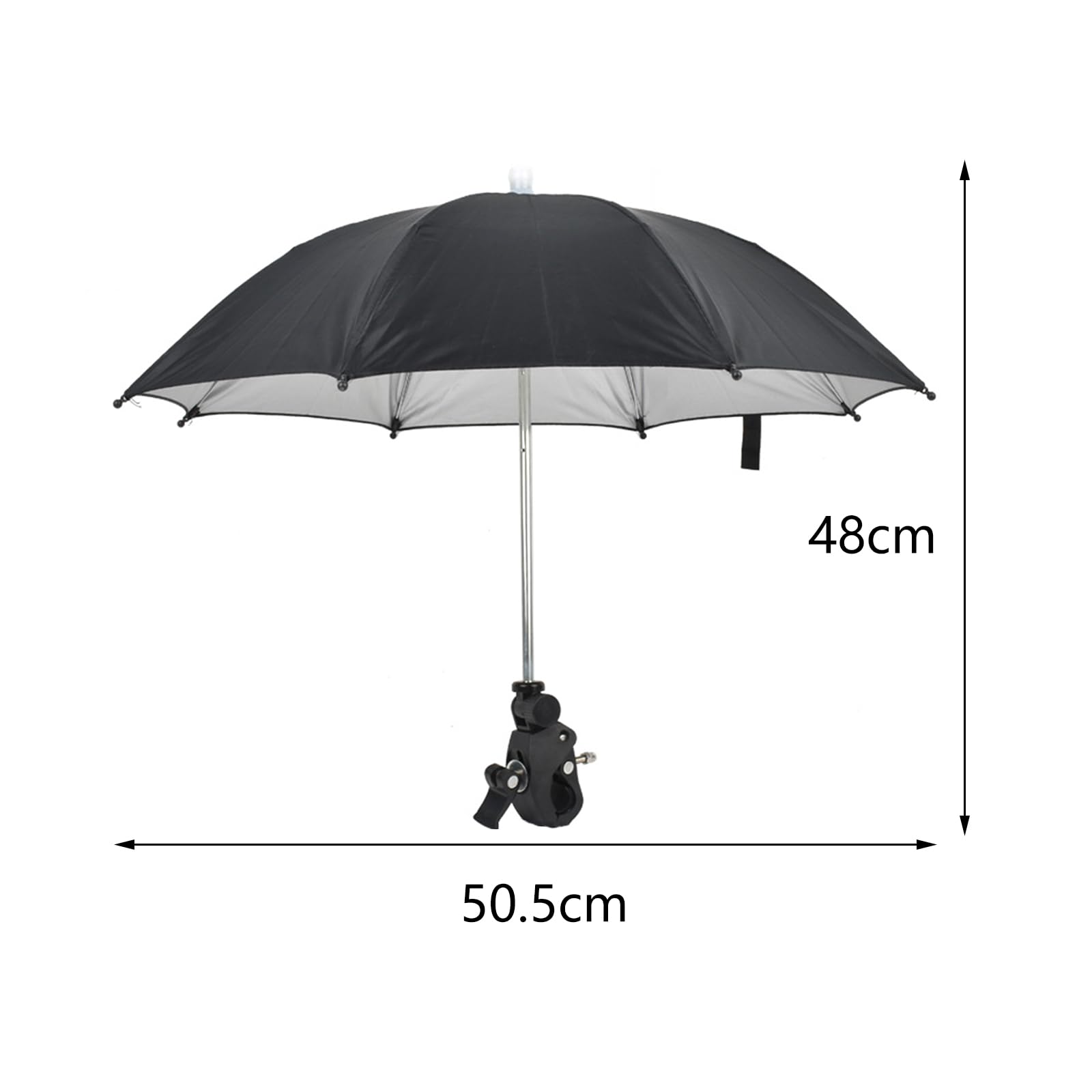 Ombrello per fotocamera SLR da 50 cm, ombrello regolabile per fotografia di pioggia e sole, per esterni (nero)