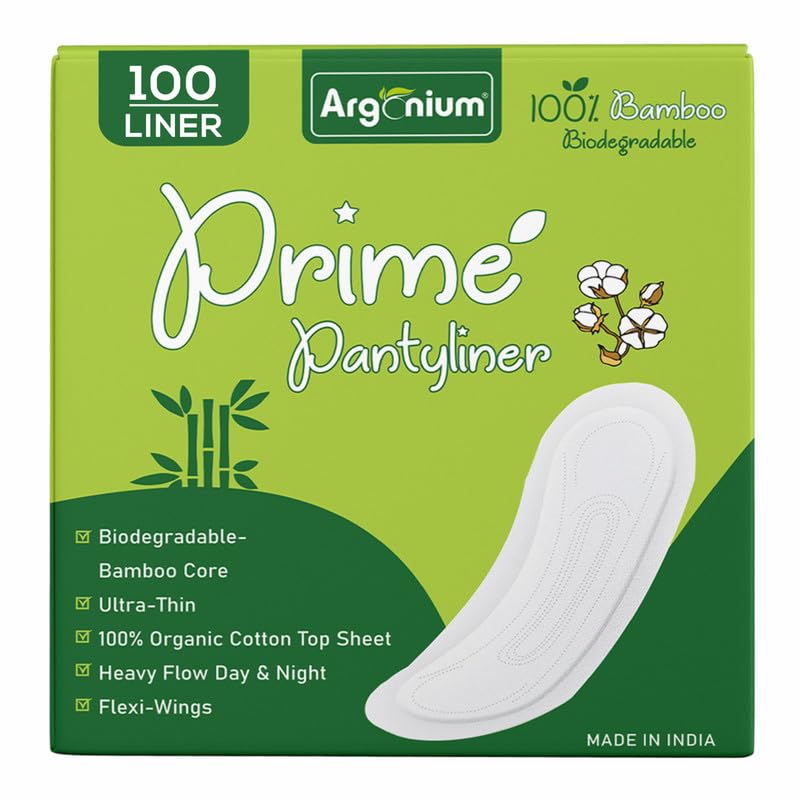 Argonium Prime Biodegradable Bamboo PantyLiners For Women Daily Use| Pack Of 100 N Liners 185 mm, Pure Cottene, Rash-Toxin-Free, High Absorbent, Heavy Flow, Extra Long, Day-Night Pantyliner For Women | Skin friendly (B0CYZXNJJT) Amazon Price History, Amazon Price Tracker