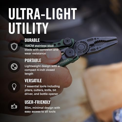 Image of LEATHERMAN, Skeletool CX, 7-in-1 Lightweight, Minimalist Multi-Tool for Everyday Carry (EDC), Home, Garden & Outdoors, OD Green