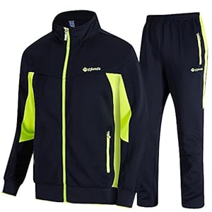 Survêtement Homme Ensemble Casual Sport Sweat à Zippé et Pantalon Jogging de Cordon de Serrage