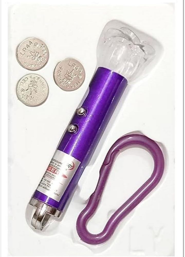 3 in 1 Laser Light, Small Laser Light for Kids and Key Chain Hook with 3 Button Size Cells, Multicolor (Pack of 1)