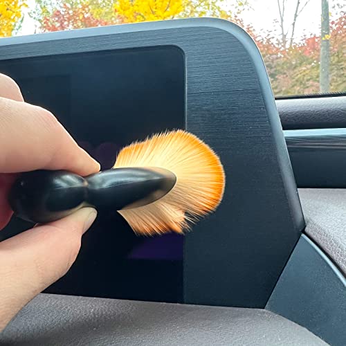 Xy North Car Detailing Brushes, Auto Interior Soft Hair Removal Brush, Car Cleaning Brush Dust Collectors, Curved Design Dirt Dust Clean Brushes, Engine Compartment And Dashboard (Yellow) #TOP4