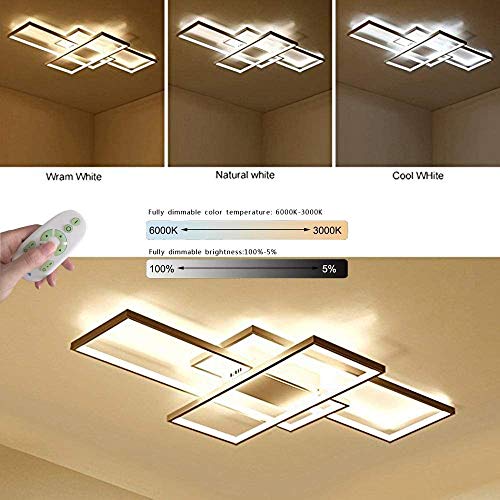 Plafonnier LED bureau et salon moderne luminaire blanc dimmable télécommande - 2