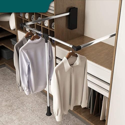 TOOPYW Adjustable Pull Down Wardrobe Rail, 510mm-1210mm Clothes Rail with Soft Close, Hanging Rail for Sliding and Hinged for Closets and Wardrobes,89x121cm/35x47.6in