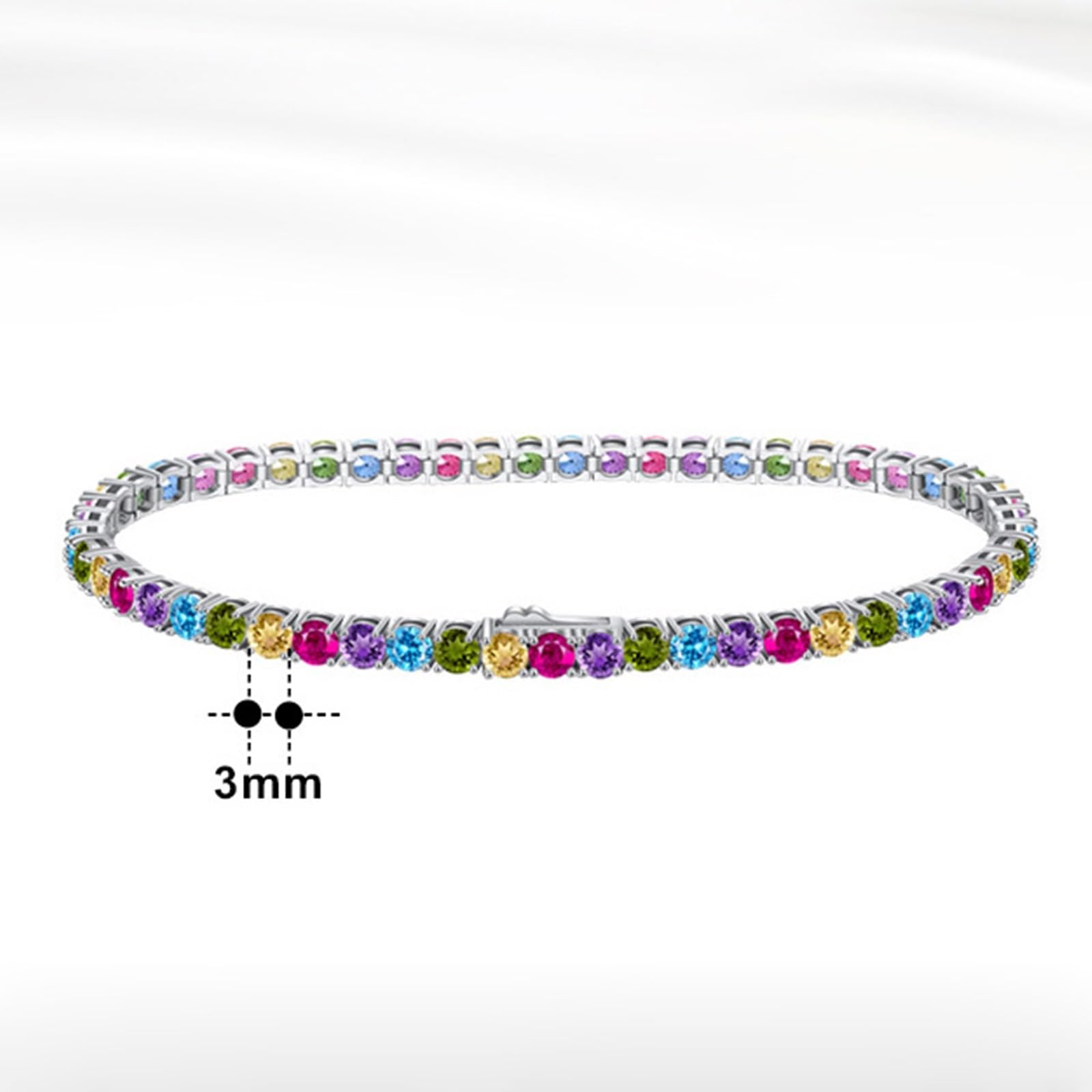 Epinki Bracciali con Catena Argento 925 per Donna, Catena da Tennis con Zirconi Colorato Gioielli Bracciale