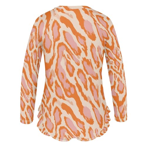 ALAZA Toddler Swimsuit Girl Bathing Suit Swimwear Rash Guard Orange Leopard Cheetah Long Sleeve 3T3