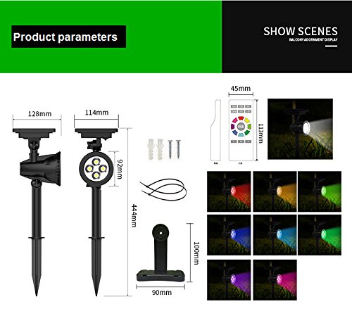 Suneng Power Solar Spot Lights Outdoor Color Change Remote Control Landscape Tree Spotlights Waterproof Security Led For Garden Lawn Yard Step Walkway Pathway Auto On/Off #TOP4