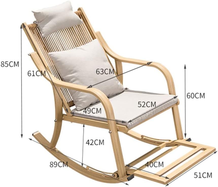 LSLYTQ Patio Rocking Chairs, Outdoor Solid Wood Loung, and Patio air, Easy Assembly, Wood Rocking Chair