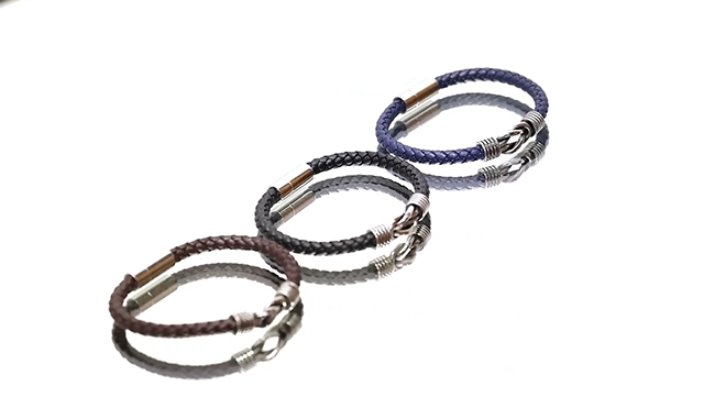 Pulsera trenzada de cuero genuino para hombre con cierre de acero inoxidable miniatura 6