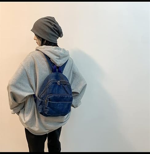 Zeho Denim Backpack Jeans Backpacks Student Backpack High School Bookbags Retro Daypack, Dark Jean Blue One Size #TOP2