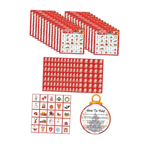 Sharplace Juego de Bingo Navideño, 24 Cartones de Bingo Divertidos para Niños Adultos Juegos de Mesa para Fiestas Grupo Familiar