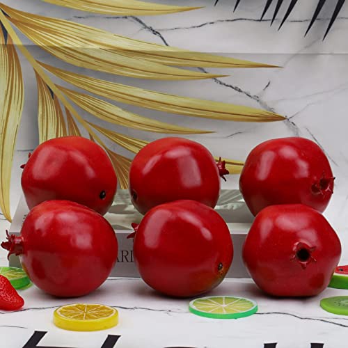Gresorth 6Pcs High Grade Fake Pomegranate Decoration Artificial Realistic Fruit Simulation For Home Party Holiday Christmas Display #TOP6