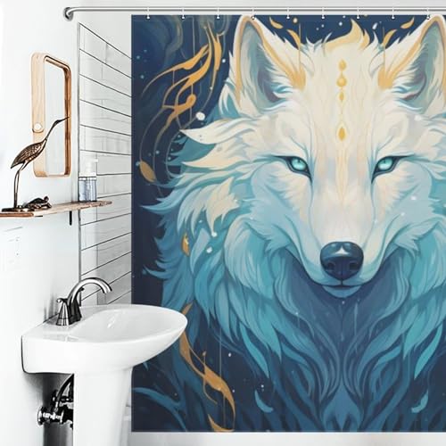 Rideau de douche loup en tissu imperméable 183x183 cm - 6