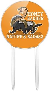 Acrylic Honey Badger Nature's Badass Cake Topper Party Decoration for We...