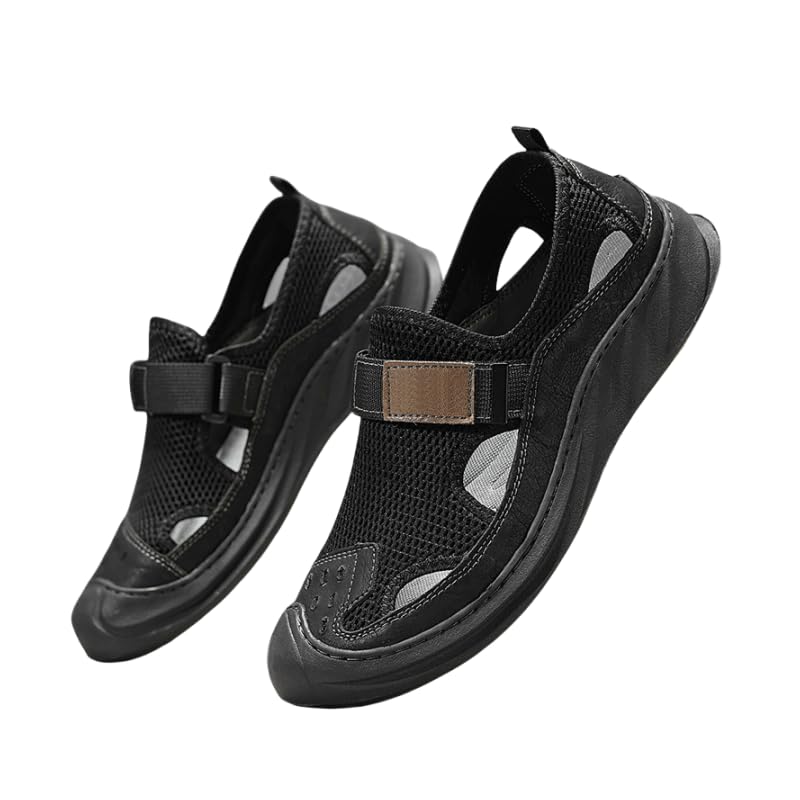 Breathable Closed Toe Fisherman Sandals - Men's Summer Hiking Beach Shoes - Non Slip Shoes for Indoor Outdoor Beach