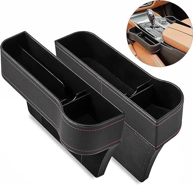 Car Seat Gap Filler Organizer - Premium PU Leather Console with Gap Organizer and Storage Box, Pocket for Interior Essentials (Pack of 1)