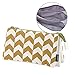 Produktbild iSuperb Damen Federmäppchen 3 Fächer Grosse Kapazität Mäppchen Leinwand Stiftemäppchen Reißverschluss Schuletui Mäppchen Pencil Case, 7,87 x 4,72 x 1,26 Zoll (Kakifarbige Welle)