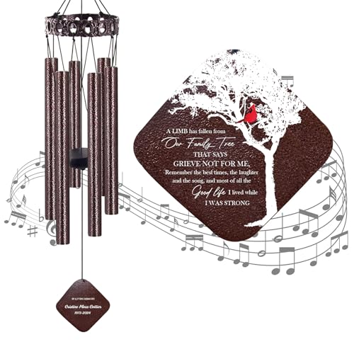 Image of ASTARIN Personalized Memorial Wind Chimes, 28 inch Sympathy Wind Chime for Loss of Loved One, in Memory of Mother Father, Bereavement Commemorative Funera Gift Idea, Bronze