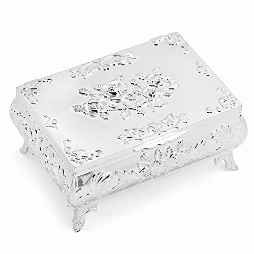Silver-plated Rose Rectangle Jewelry Box 4