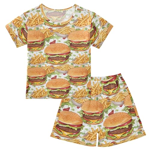Hamburger French Fries Food Pajama Set Pajamas Sleepwear Nightwear Loungewear Clothes Set B04026993