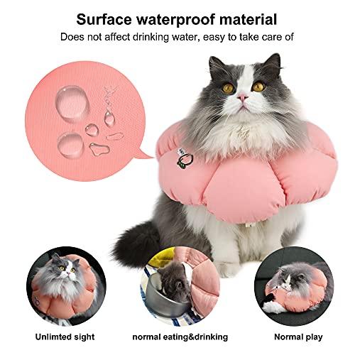 Image of HiDREAM Cat Cone Collar,Cute Waterproof Elizabethan e Collar for Cats,Anti-Bite Lick Wound Healing Safety Cat Recovery Collar,All-Season Style