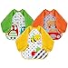 Lictin Bavoir Etanche à Manchs Longues,Tablier d'Alimentation,de Jeu,de Peinture pour Les Enfants de 6 Mois à 3 Ans,3 PCS Blouse Tablier Enfants (Ours,Abeille,Hibou) Multicolore