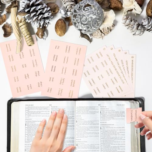 165 Stück Laminierte Bibelregister, Bibel Zubehör Registerkarten, Große Druckaufkleber Einfach zu Lesen und Anzubringen, Bibel-Tabs mit Leeren für Männer und Frauen, Alte und Neue Testament, Weiß Rosa
