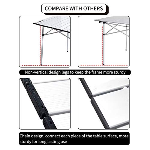 Growsun Folding Camping Table, Portable Aluminum Lightweight Square Camp Table w/Carry Bag for Outdoor and Indoor - Thumbnail 7