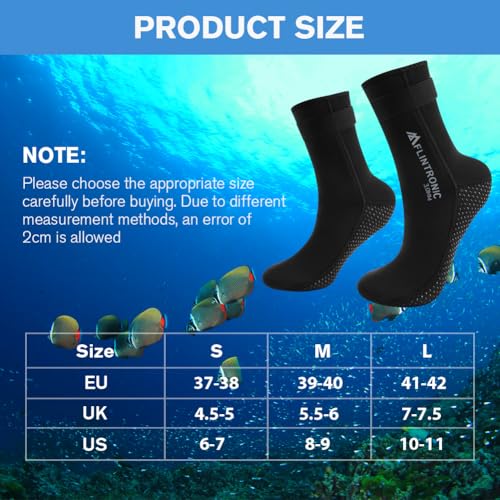 flintronic 3mm Neopren Socken, Tauchsocken Neoprensocken, Rutschfeste Wassersport Schwimmen Socken für Damen und Herren, zum Schnorcheln, Surfen, Segeln, Wassersport, Schnorcheln