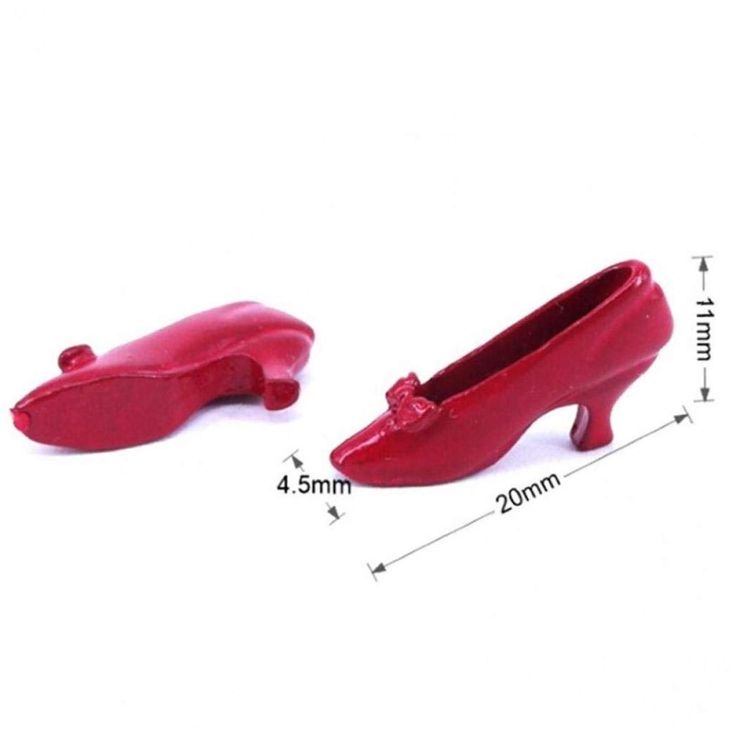 1pair Mini Scarpe col Tacco Alto 1:12 Miniatura Scarpe Rosse con Tacco Dollhouse Gli Accessori della Decorazione