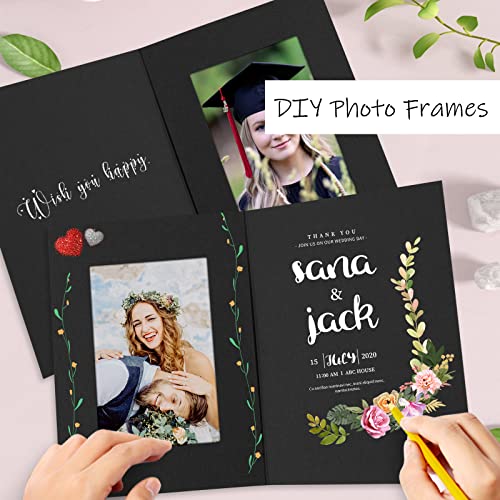 Auear, Pack Of 25, 4X6 Photo Folders, Black, Cardboard Picture Frame For Special Events: Wedding, Graduation, Christmas #TOP3